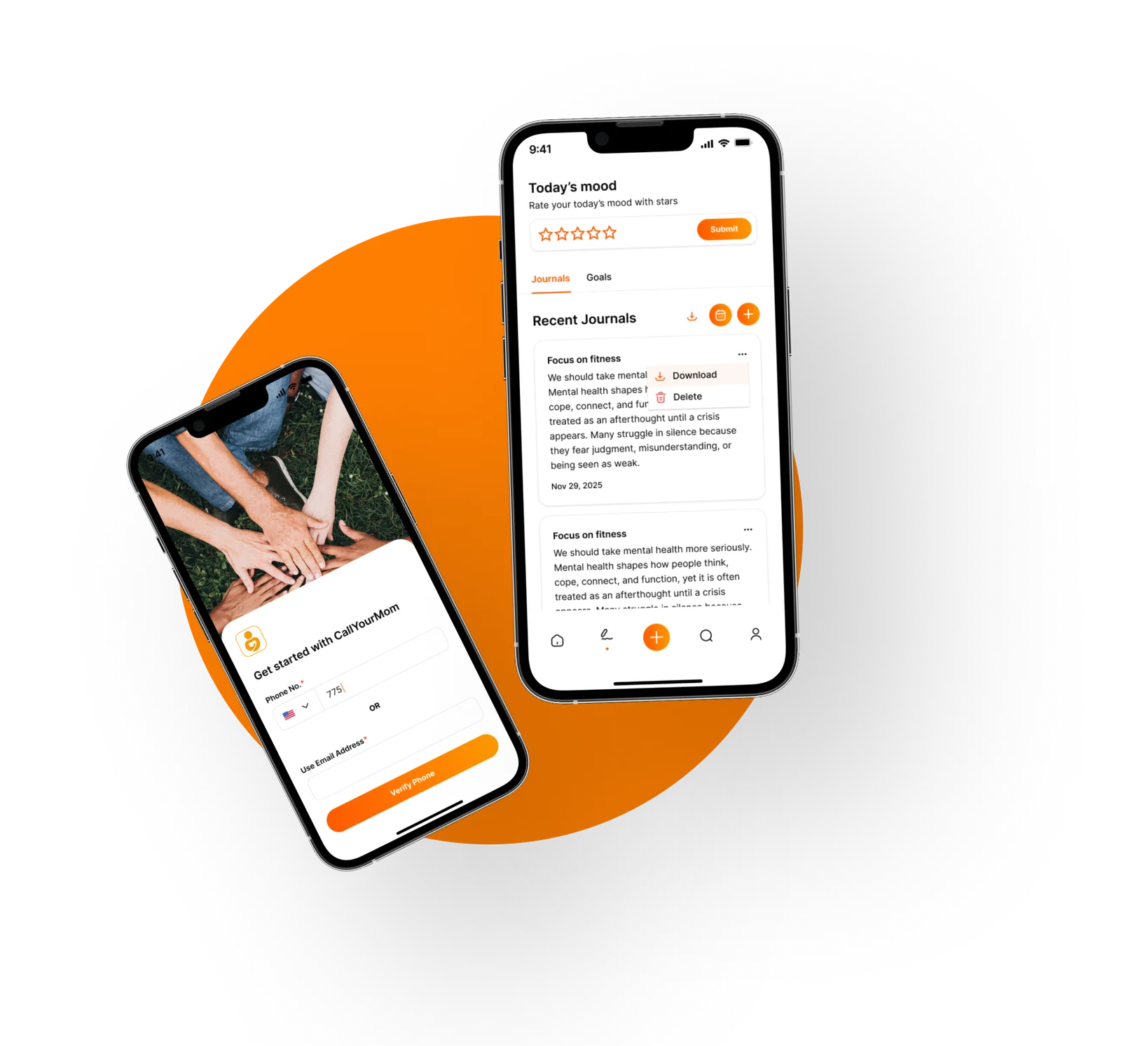 Call Your Mom App Interface